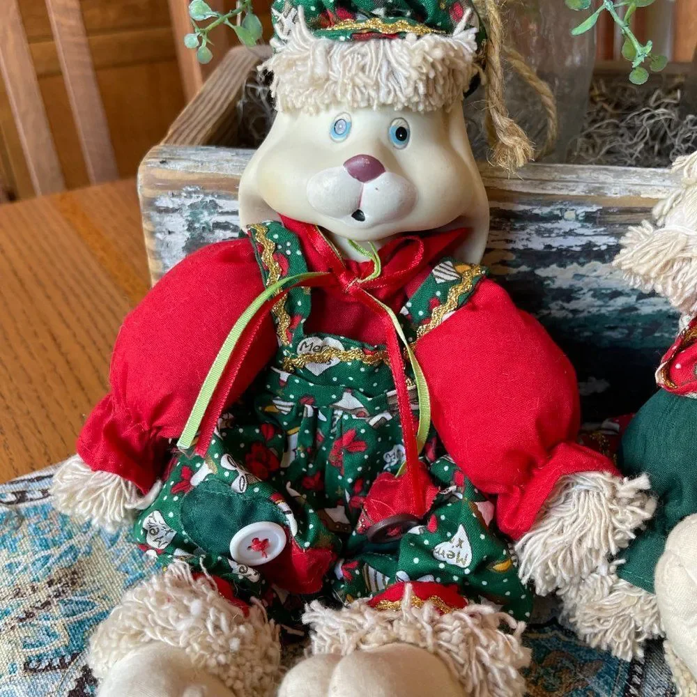 House of Lloyd Hip & Hop Christmas Bunny Shelf Sitter Doll Pair 1995